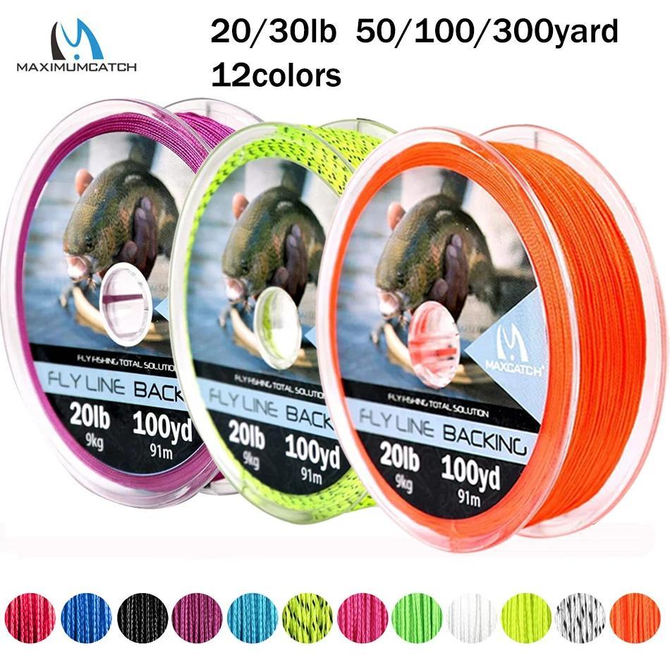 Maximumcatch Backing Fly Line 100/300Yards 20/30LB Multi Color Backing Line Braided Fly Fishing Line
