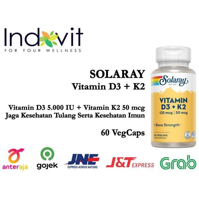Solaray Vit D3 5000 IU K2 50 Solaray Vitamin D3 K2 60 VegCap Ori USA