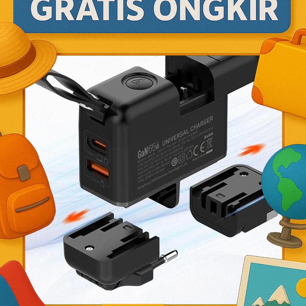 Ldnio Q2618 Traver Wall Charger Usb C Pd 65W Gan Technology Universal Plug Super Fast Charging