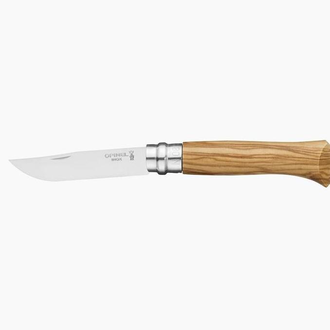 Spesial Opinel No. 08 Olive Wood With Sheath + Wooden Case For Gift