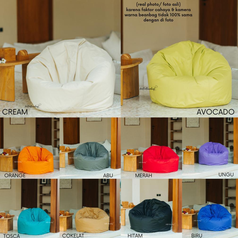 Ready BEANBAG bulat TERMASUK Isi Bean bag Oval Size Jumbo sofa santai WATERPROOF Siap PAKAI Kursi Le