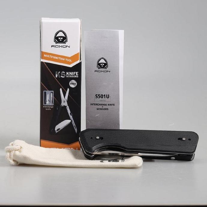 Spesial Roxon S501U - 2In1 Knife Scissors With Replaceable Knife Blade Camping Tools