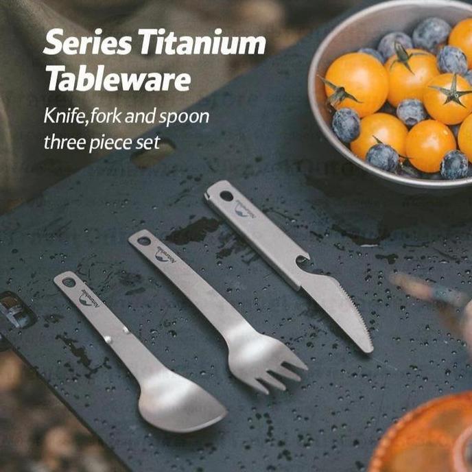 Miliki Titanium Tableware Pisau Sendok Garpu Camping Naturehike Cnh22Cj017