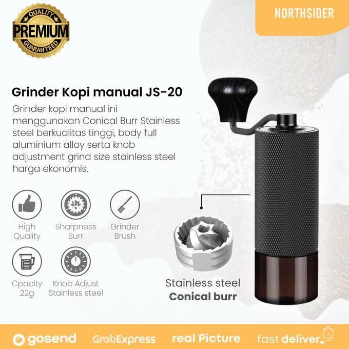 Hand coffee grinder kopi manual stainless steel conical burr JS-20