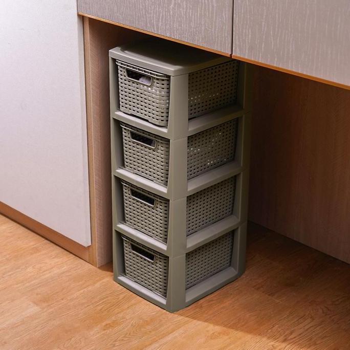 mz_fiktra - azko stora lemari laci woven 3 tingkat cabinet penyimpanan furniture serbaguna