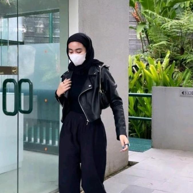 Jaket Mafia Kulit YASH Wanita Crop Fit Terlaris Ootd Mamba Hijab Premium Keren Leather Wateroof Nyam
