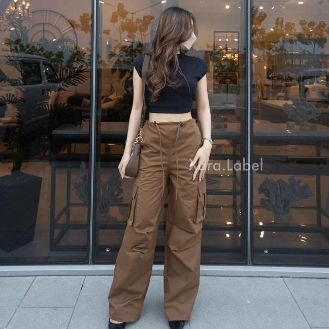 Xara New Jessie Cargo Gombrong Pants Celana Cargo Serut Wanita Baggy Cargo Pants Oversize
