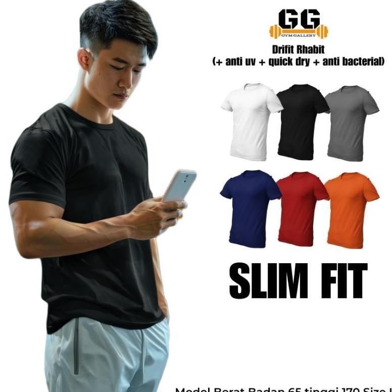 BIG SALE KAOS DRIFIT POLOS PREMIUM RHABIT - ANTI BACTERIAL, ANTI UV, QUICK DRY, SLIMFIT