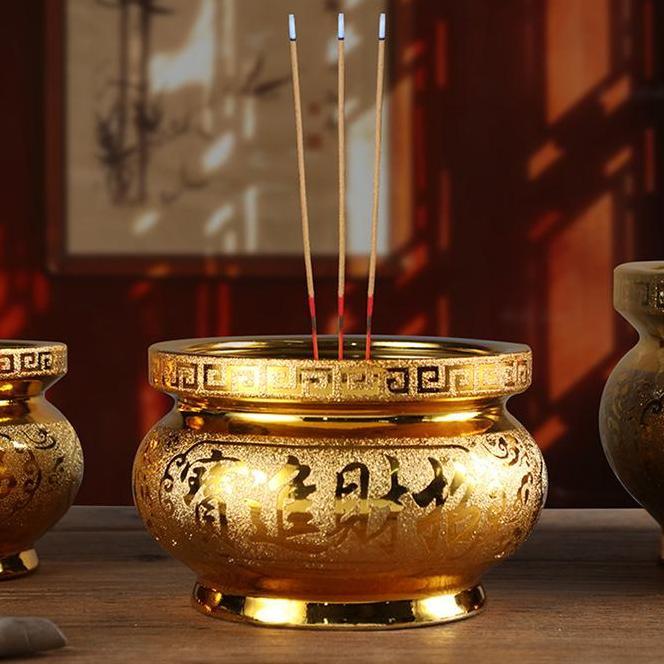 3.55Inch Hio Dupa Kuningan Hiolo Tempat Hio Emas Kuningan Hiolo Tempat Dupa Hio Emas