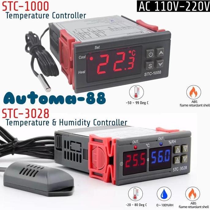 Thermostat Hygrostat Digital STC-1000 STC-3028 Atur suhu kelembaban