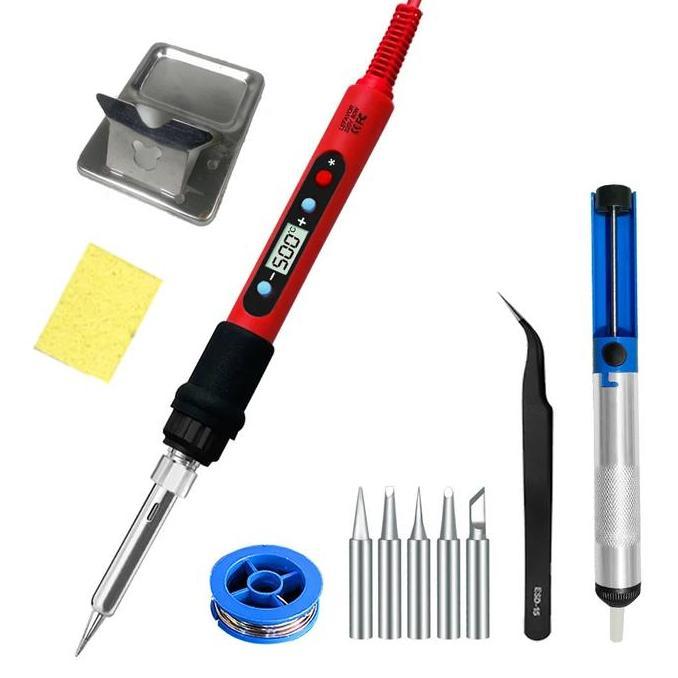 TERBARU - Set Solder Elektrik Adjustable Temperature Soldering 80W solder LCD, alat las, pemanas