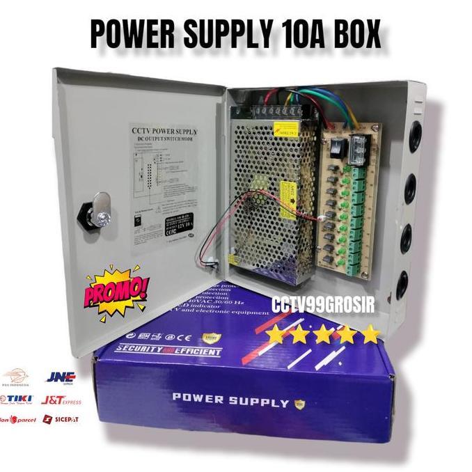 NEW POWER SUPPLY BOX ADAPTOR CCTV 12V 10A UNTUK 8 CCTV