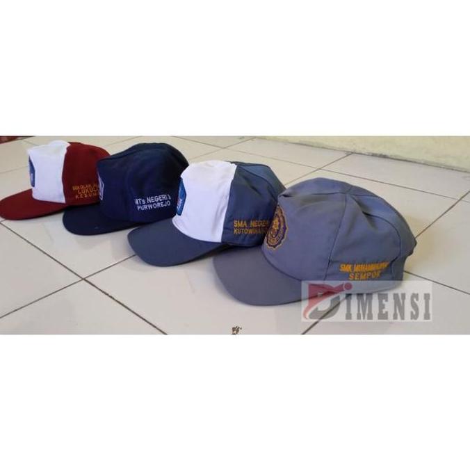 New- Topi SD SMP SMA Bordir Identitas Logo Nama Sekolah