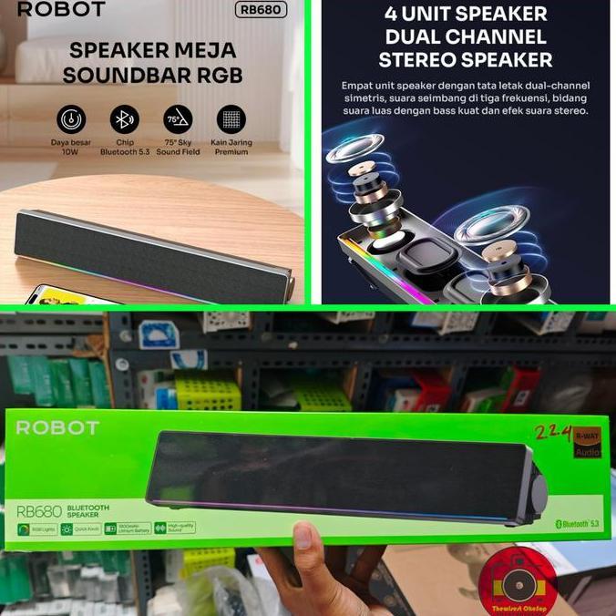TERBARU - SoundBar ROBOT RB680 RGB Bluetooth Speaker Super Bass Powerful Stereo
