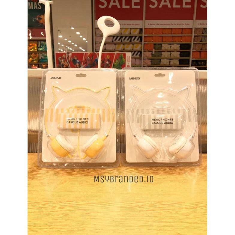 terbaru headphones miniso kitty pink black white yellow headset cat ears best seller