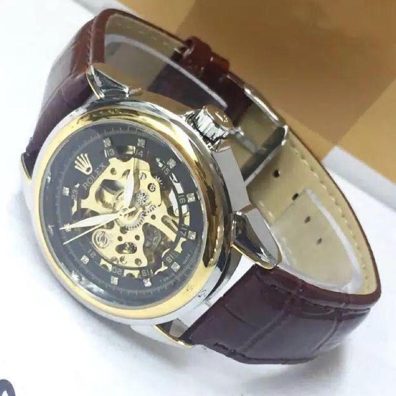 CUCI GUDANG Best Seller  Jam Tangan Pria Rolex Automatic Kulit Premium Free Box Rolex