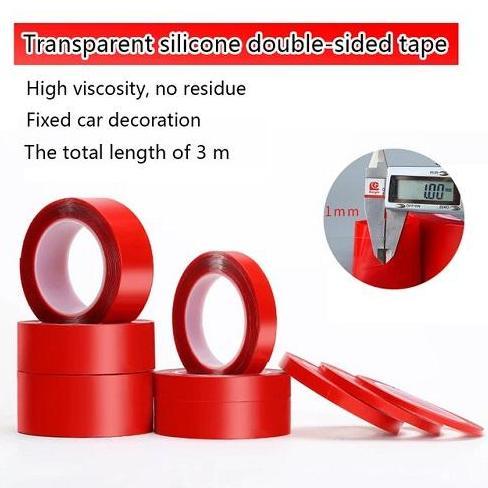 PEREKAT DOUBLE TAPE 3M LAKBAN ISOLASI ACRYLIC ADHESIVE TRANSPARAN DAYA REKAT KUAT BENING MERAH STICK
