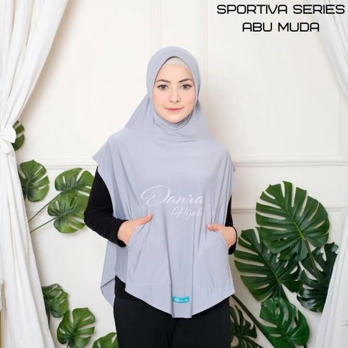 New- Hijab Sportiva Jilbab Olahraga original Danra Hijab Hitam Grey Dll
