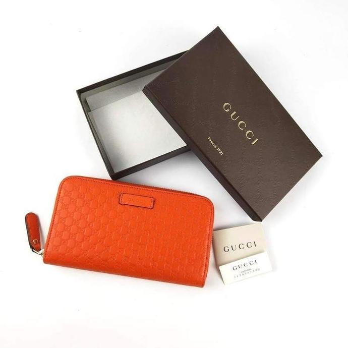 DOMPET AUTHENTIC WANITA GUCCI MICROGUCCISSIMA ZIP AROUND WALLET ORANGE