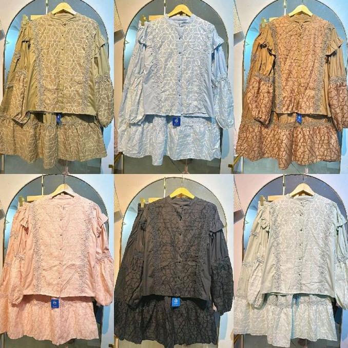 Setelan rok soft katun mix organza brokat premium