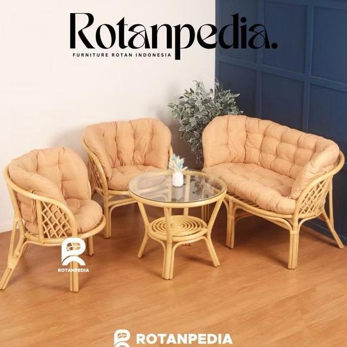 Kursi Tamu Bahama Rotan Minimalis 1 Set | Kursi Sofa Tamu Rotan | Kursi Rotan Minimalis