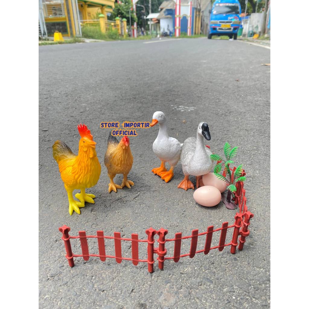 Mainan Anak Hewan TY 001544 Ternak Karet Isi 4 | Mainan Edukasi Anak Miniatur Hewan Kemasan Kantong 