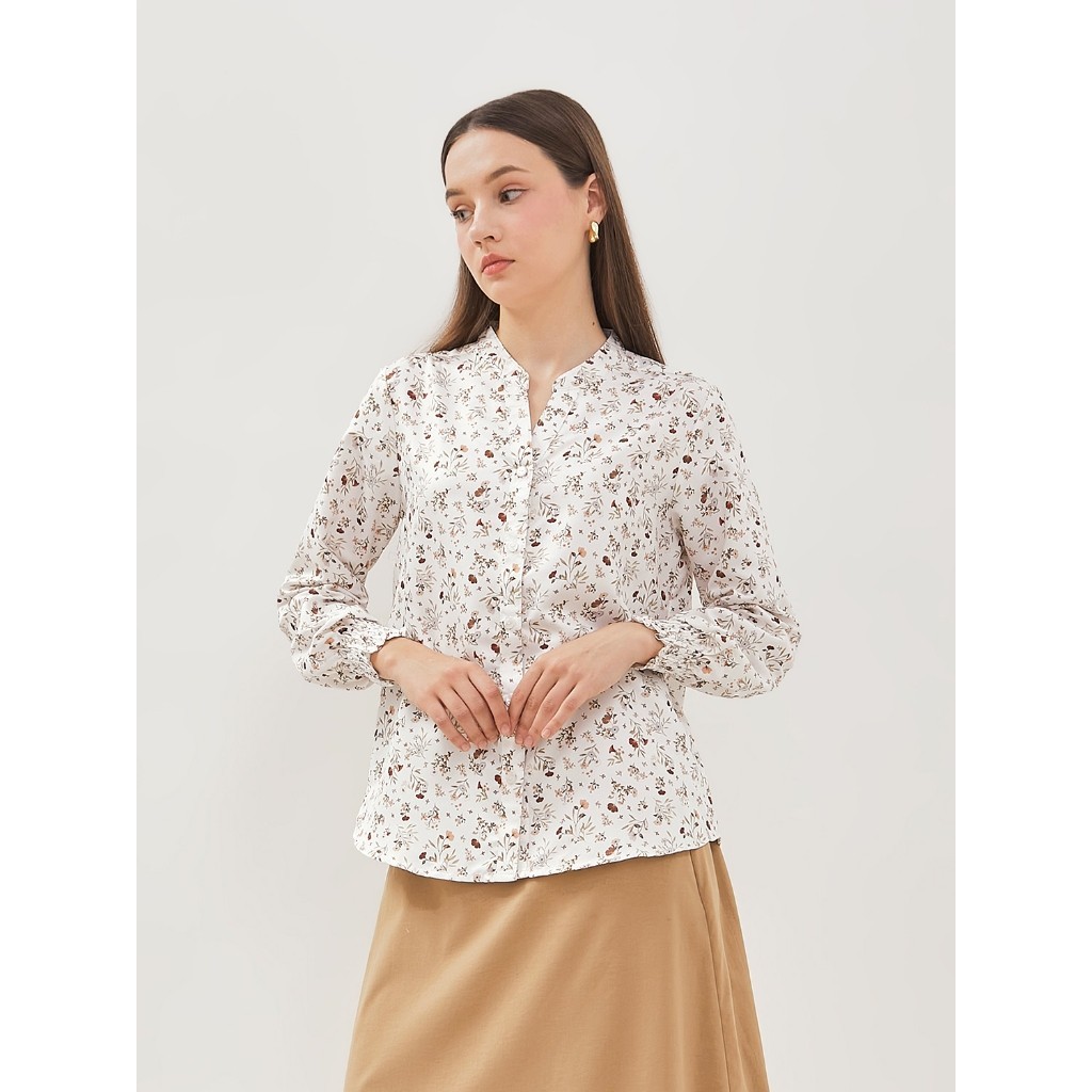 promo SIMPLICITY V-Neck Floral Print Blouse