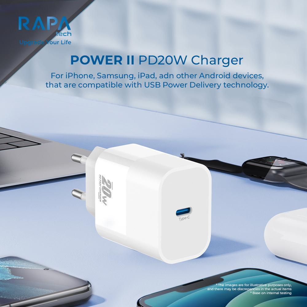 Rapatech Power Ii Charger For Iphone 11 12 13 14 15 16 17 Pd 20W/30W/45W Mfi Kabel C To Lightning Dc