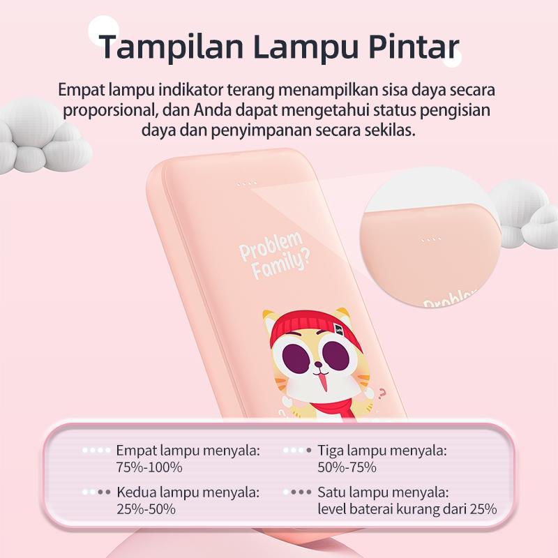 Kivee Powerbank Fast Charging Power Bank 10000 Mah Dual Usb Kv-Pt62 Cat Pink Kartun Lucu Original