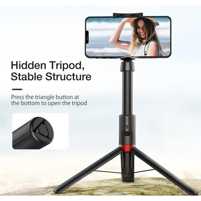 Blitzwolf Bw Bs10 Plus Long Selfie Stick Tripod Tongsis Remote 130Cm Bluetooth Panjang
