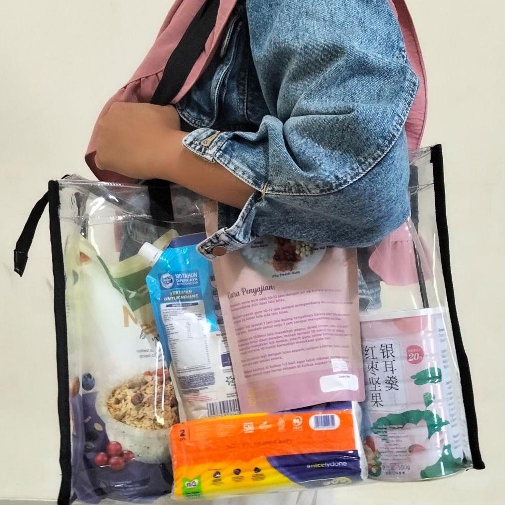 official` hot tas mika tebal transparan serbagunatotebag bahan mika tebal tas jinjing tas belanja be