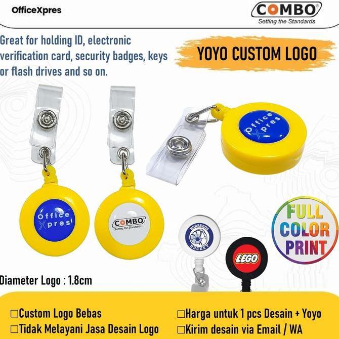TERBARU - (50 Pcs) ID Card Holder Yoyo Custom Logo / Yoyo ID Card Bisa Custom Logo / Yoyo ID Tag Cus