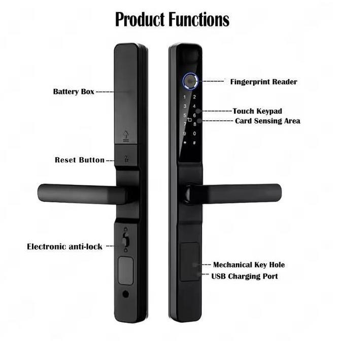 HS-ThinLock Smart Door Lock Slim Untuk Pintu Alumunium / Kayu Smartlock Sliding door Fingerprint Car