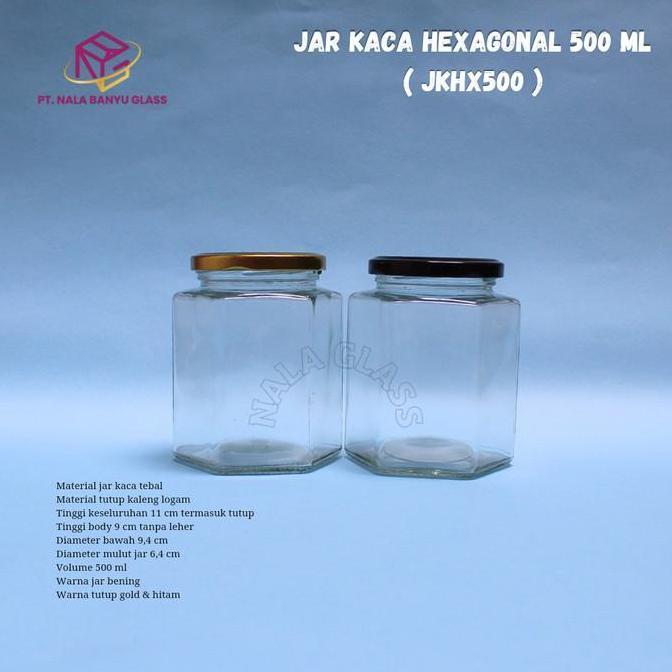 Best- JKHX500 botol Hexagonal 500ml / HEXAGONAL jar / botol madu selai kaca