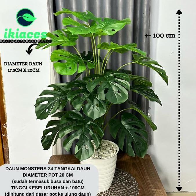 READY DAUN MONSTERA JUMBO 1 METER 24 DAUN BUNGA SUDUT RUMAH PLASTIK DEKORASI DAUN ARTIFISIAL MURAH G