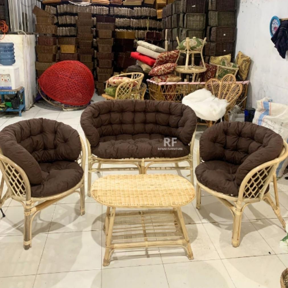 DISKON` NEW ARRIVAL FLASH SALE HOT PROMO 11.11 SET KURSI RUANG TAMU BAHAMA GRATIS BANTAL ROTAN ALAMI