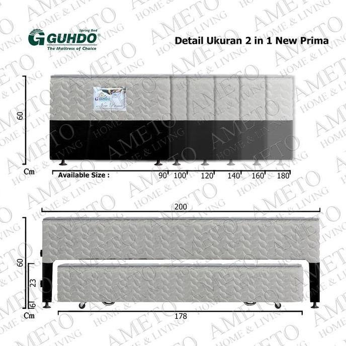 READY Guhdo Spring bed 2 in 1 New Prima 90 100 120 140 160 180x200 HB Atlantic Full set - Kasur spri