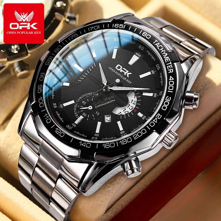 NEW OPK JAM TANGAN PRIA ANTI AIR ORIGINAL RANTAI ANALOG CHAIN STAINLESS TAHAN BISNIS KUARSA NEW ARRI