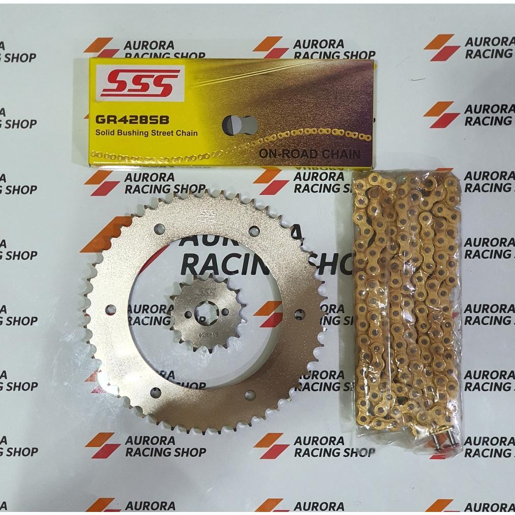 Gear Set SSS CRF 150 L & Rantai SSS 428 SB Gold
