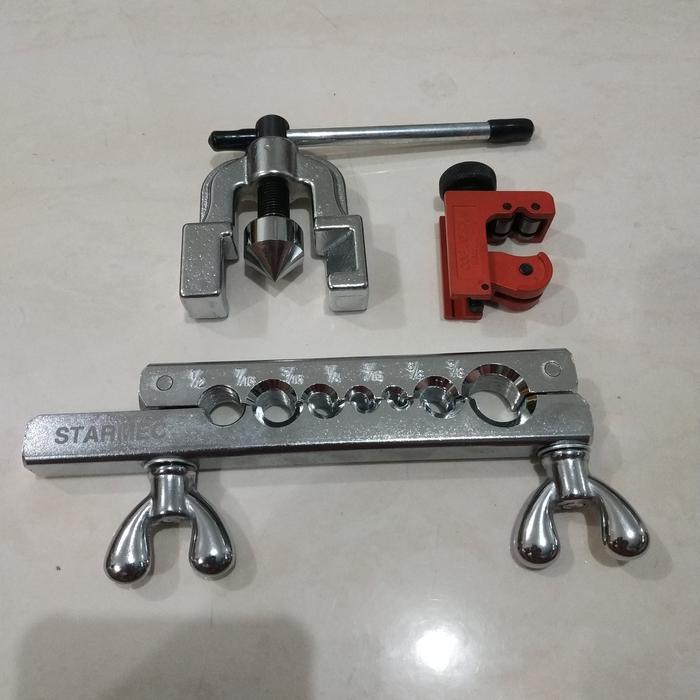 Flaring Single Toolct 195 + Tube Cutter Pipa Ac Mini Ct128 Original Dan Terpercaya