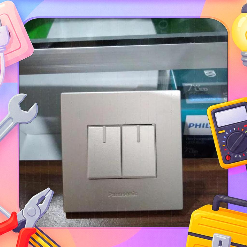 Panasonic Saklar 2 Gang 1 Arah Silver