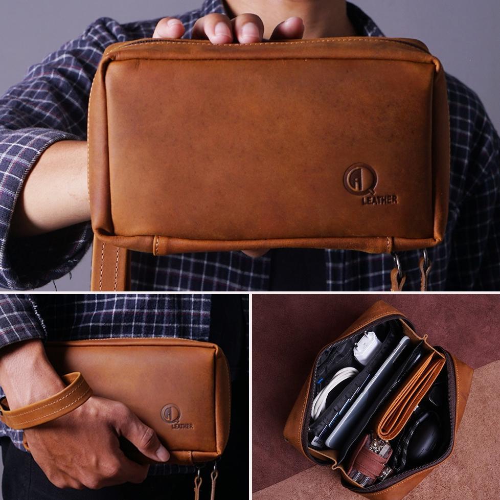 HB11  - TAS PRIA Wanita Cowok  Cewek POUCH KECIL CLUTCH BAG HAND BAG BAHAN KULIT BERKUALITAS