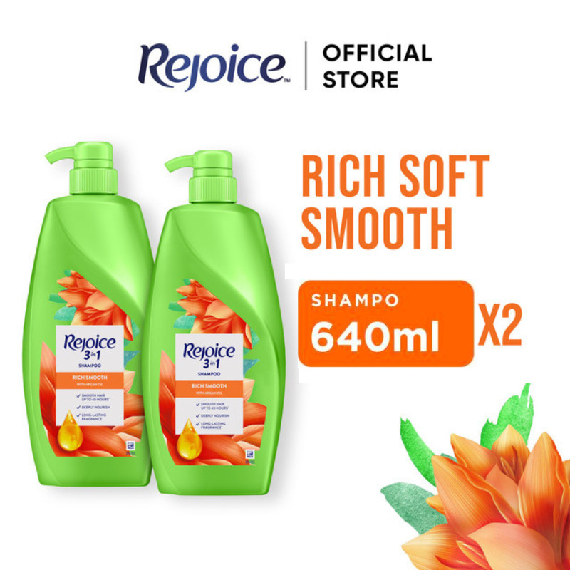 Rejoice Sampo Rich Halus Lembut Argan Perawatan Rambut 640ml x2/ Rejoice Shampoo