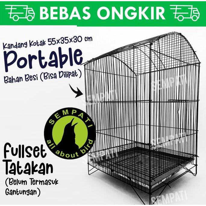 Sangkar Kotak Besi Lipat 55 x 35 x 30 cm Kandang Burung Perkutut Kenari Pleci Sogon Ciblek Lovebird 