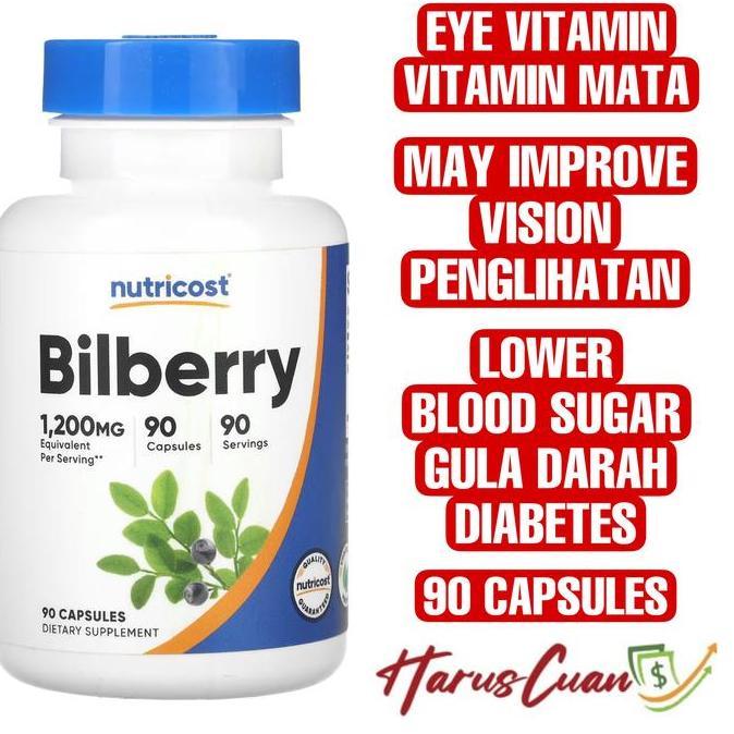 Nutricost Bilberry 1200 Mg 90 Capsules Eye Vitamin Mata Vision Original