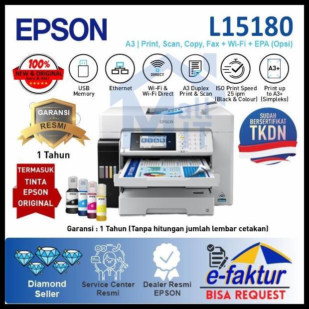 Printer Epson L15180 L-15180 L 15180 A3 Wifi Duplex Scan Copy Fax Promo