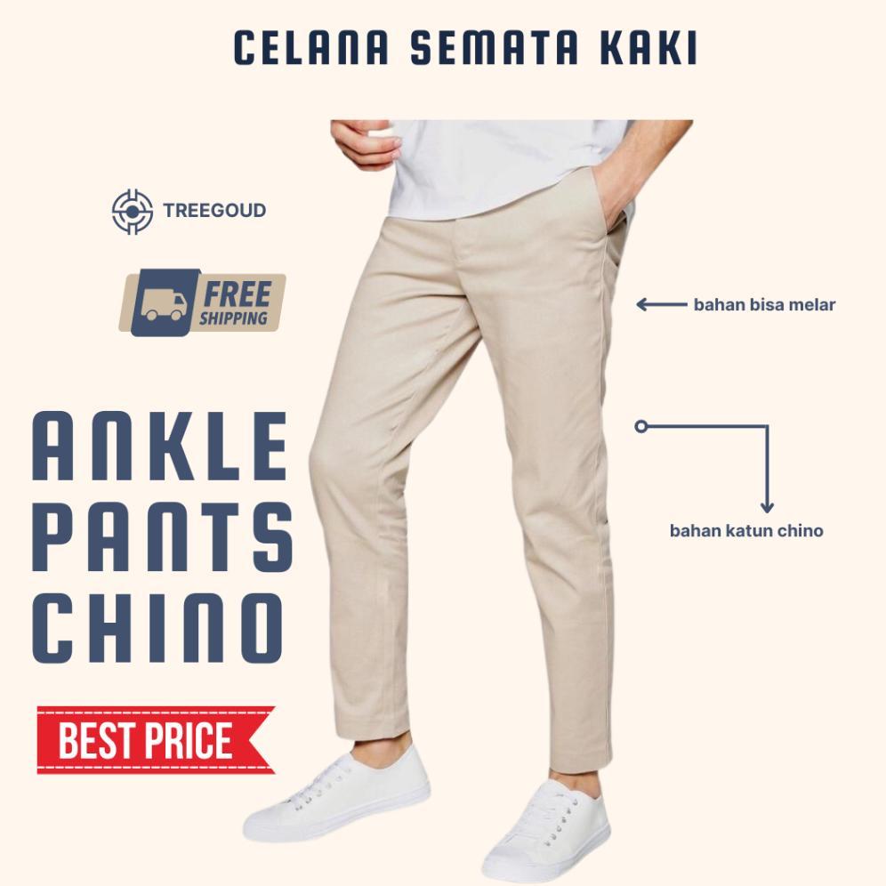Treegoud Ankle Pants Chino Pria Reguler Fit Celana Angkle Pants Pria Celana Chinos Panjang Pria Jumb