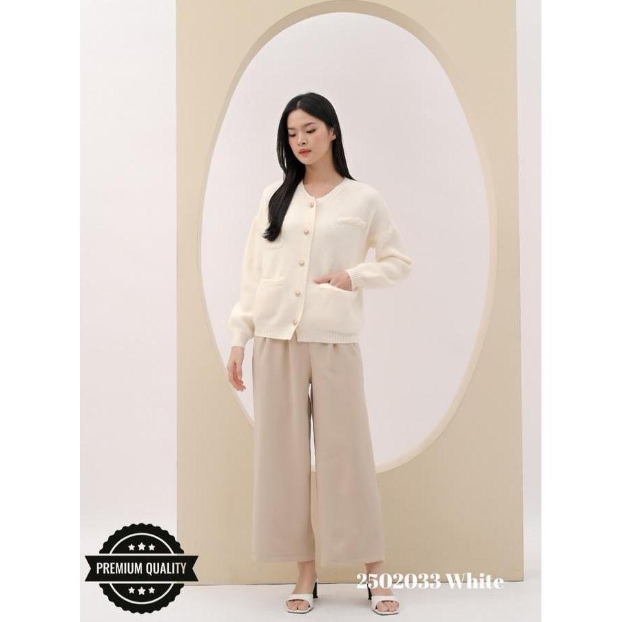 Cammomile 2502033 AF v26 Cardan Korea Style rajut tebal kantong2 bawah lengan panjang Baju Lembut At
