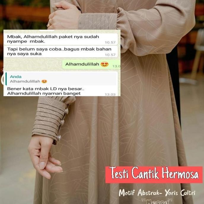 [Gamis hermosa] Gamis embos hermosa motif abstrak warna mocca bahan yoris caltri-gamis warna coklat 