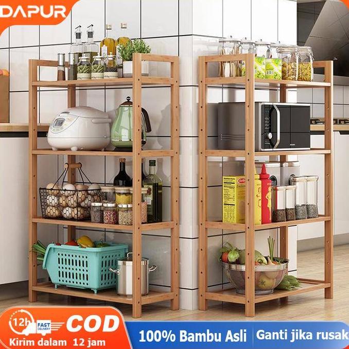vrimas00 - dh rak dapur bambu 5 tingkat rak microwave oven & penyimpanan besar